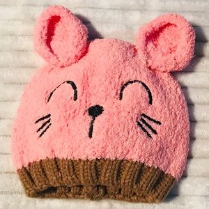 5/$20 Pink Bear Baby Beanie Hat girl 9-18 months